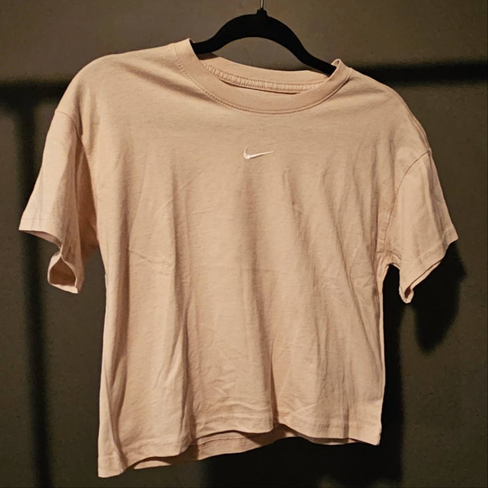 Nike Girls Medium Tan Tee with White Logo